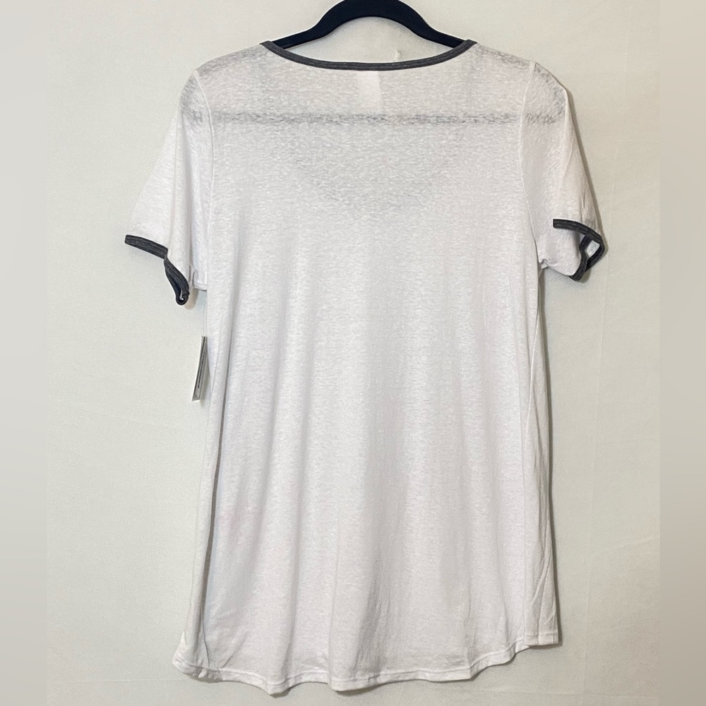 Women's Lularoe white and Black Trim T-Shirt - Picture 3 of 6
